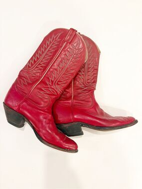 Tony Lama Red Cowboy Boots Size 11 D Leather 0952 Western Rodeo